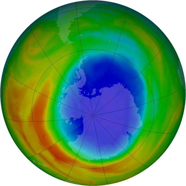 Antarctic ozone map for 03 October 1986